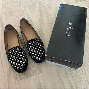 J. Crew Black and Silver Studded Loafers